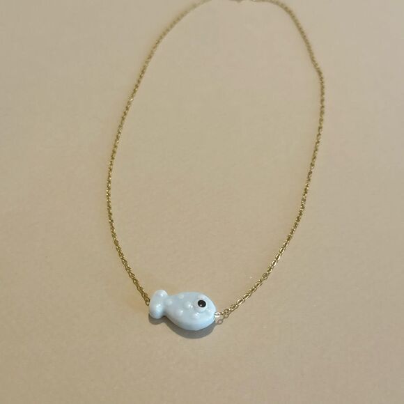 Blue Fish Pendant Necklace S888 - Picture 3 of 4